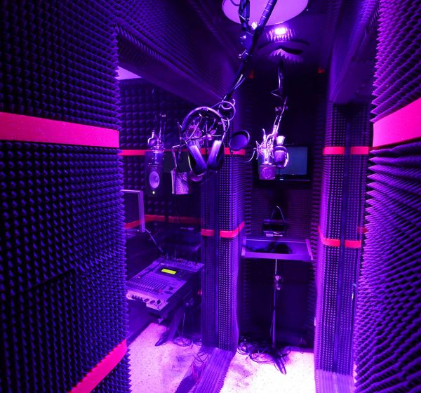Microphones in the sound-treated vocal booth